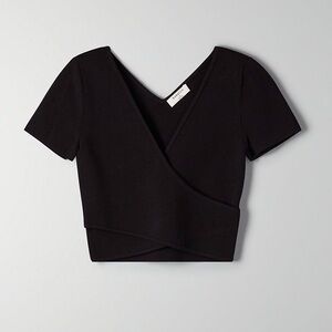 Aritzia Babaton Sculpt Knit Cross Front Wrap Top